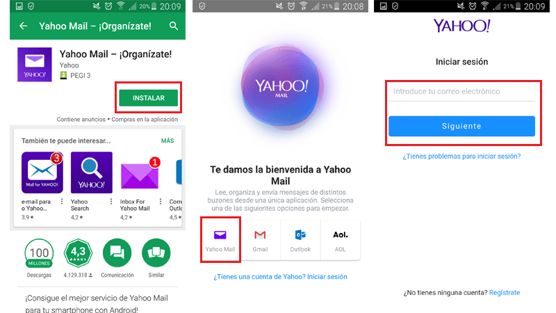 Acceder a Yahoo Mail para borrar cuenta desde movil